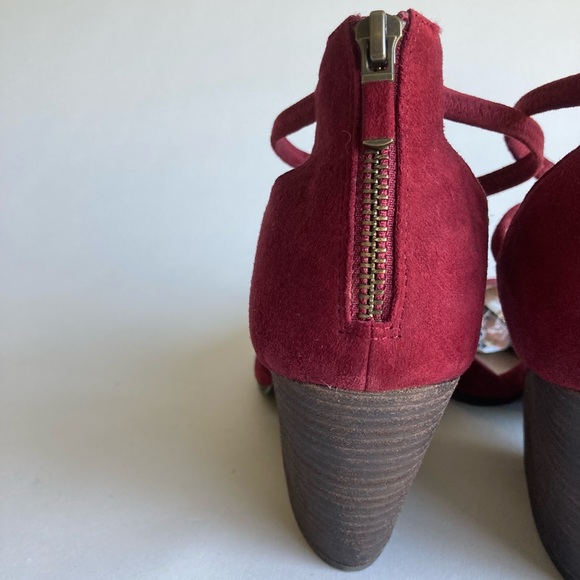 Eileen Fisher Burgundy Suede Leather Ankle Strap Almond Toe Slingbacks size 11 - Picture 12 of 16
